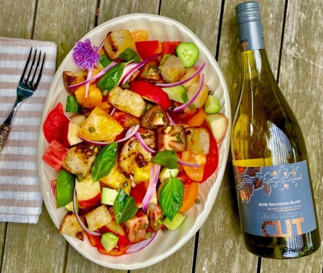 A great way to cool off this summer is with the fresh BC Tomato Peach Panzanella Salad 🍅🍑

Created by award winning cookbook author @Jennifer.schell.8

Check out the recipe below 👇

BC TOMATO PEACH PANZANELLA SALAD

BC Wine Pairing; BC Riesling, Sauvignon Blanc or Sangiovese

Serves 4

Total Time:  20 minutes
Prep Time:  15 minutes

Ingredients

2 thickly sliced bread, large cubed, drizzled with olive oil and rubbed with a ½ garlic clove
2 -3 large heirloom tomatoes, cubed
1 large peach, cubed
1 medium cucumber, peeled & cubed
½ cup red onion, thinly sliced
A handful of basil leaves, torn into small pieces
2 Tbsp capers, drained 
Maldon sea salt

Vinaigrette Dressing

1 clove, finely minced garlic
1/2 tsp Dijon mustard
3 Tbsp Champagne vinegar
1/2 cup good extra virgin olive oil
1/2 tsp kosher salt
1/4 tsp freshly ground black pepper

Method

Toast olive oil drizzled bread cubes in a cast iron pan at medium heat until golden brown. 

Instead of a salad bowl, I prefer a platter to ensure even distribution of dressing and for visual impact. It is so darn pretty! 

Toss ingredients together on the serving platter prefer and drizzle with vinaigrette, top with Maldon sea salt to taste. Let set for a few minutes to give the bread time to absorb the delicious juices. 

Finish with crispy croutons and basil. If you want to make it more of a lunch meal, add a ball of luxurious burrata or fresh mozzarella from a local vender at the Farmer’s Market and fresh bread. 

@winebcdotcom #bcfarmersmarket #bcafm #BCWine #SwirlBC #pourmorebc #wineandfood #foodandwine #wineandfoodpairing #eatdrinkloal #BCgrown #FarmersMarkets #BCfarm #BCagriculture #exploreBC #LoveMyMarket #WhyFarmersMarkets #shoplocal