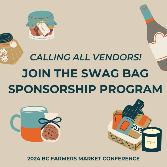 Are you a farmers' market vendor in British Columbia? Do you want to expand your business to include more farmers' markets in your area? 🤔💭

We've got a fantastic opportunity for 10 lucky farmers' market vendors to become Swag Bag Sponsors! 🙌

About our 2024 BC Farmers' Market Conference:

The BC Farmers’ Markets Conference is a once-a-year opportunity for farmers’ market organizers from across the province to share best practices, learn from industry experts, build connections and gain inspiration to carry them through the 2024 farmers’ market season. This year our conference will take place at the beautiful Pinnacle at the Pier hotel in North Vancouver from March 1st to March 3rd, 2024.

Attendees are made up of 100+ market organizers from across the province of British Columbia!

Swag Bag Sponsor Benefits:

💙Your product and brand will be directly in front of 100+ market organizers!
💙We will provide you with a listing in our program directory which will include your brand name, website and contact info.
💙Your brand will also be included in our conference attendee learning portal so that attendees can directly click through to your website.
💙We will follow up post-conference by sending an email blast to all attendees listing all the vendor products they received and encouraging them to get in touch!

Spots are very limited to 10 vendor businesses only! Click the link in our bio to learn more 🤩
